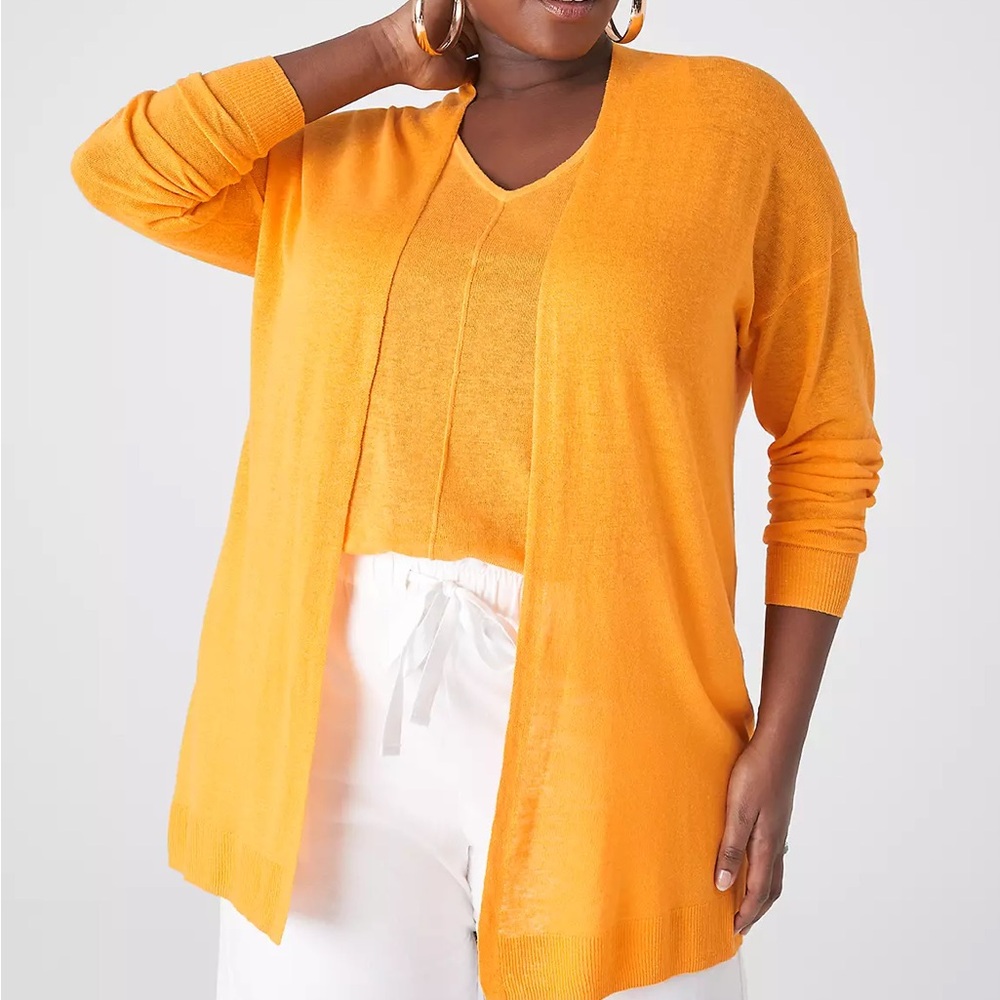Lane Bryant Mustard Open CardiganSweater 2 piece Set Size 14/16